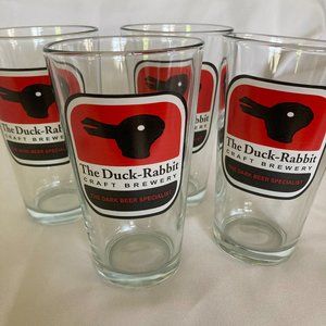Set of 4 Duck Rabbit Brewing Pint Glasses. NWOT
